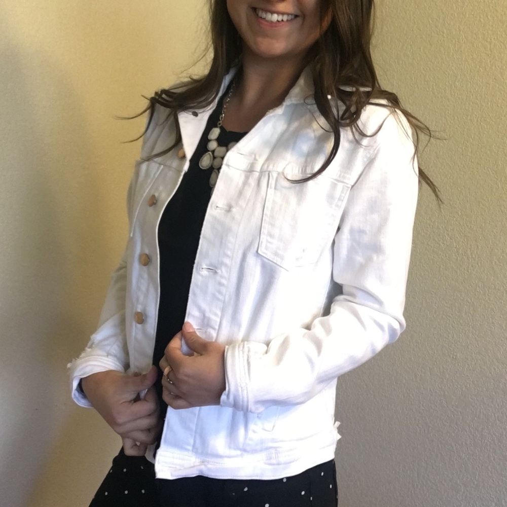 L’agence White Denim Distressed jacket